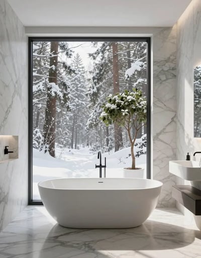 Serene Snowy Bathroom Oasis