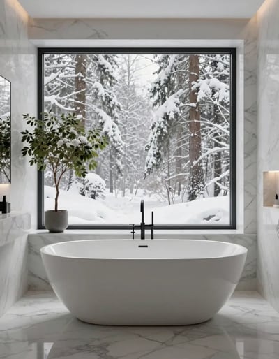 Serene Snowy Bathroom Oasis