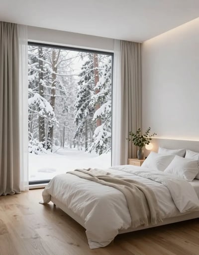 Serene Snowy Bedroom
