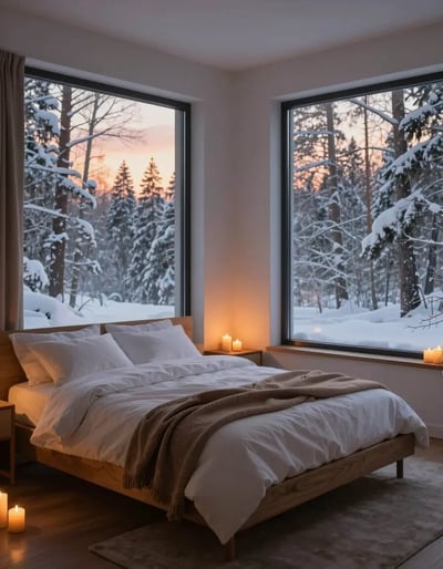Serene Snowy Bedroom Oasis