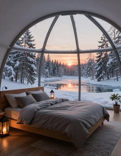 Serene Snowy Bedroom Retreat