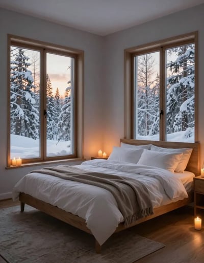 Serene Snowy Bedroom Retreat