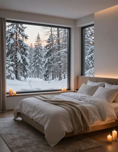 Serene Snowy Bedroom Retreat