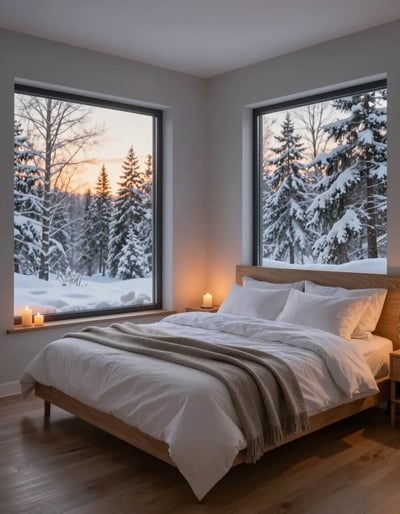 Serene Snowy Bedroom Retreat