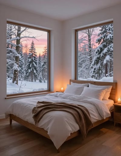 Serene Snowy Bedroom Retreat