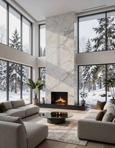 Serene Snowy Living Room