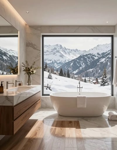 Serene Snowy Mountain Bathroom