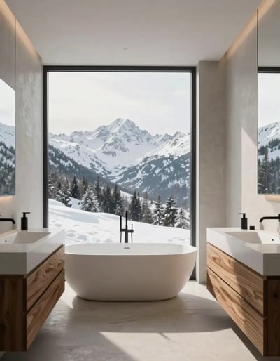 Serene Snowy Mountain Retreat Bathroom