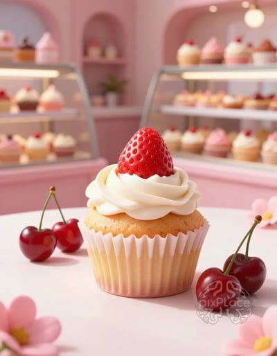 Strawberry Vanilla Cupcake Bakery Ad