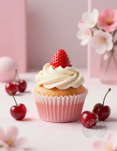 Strawberry Vanilla Cupcake Mockup