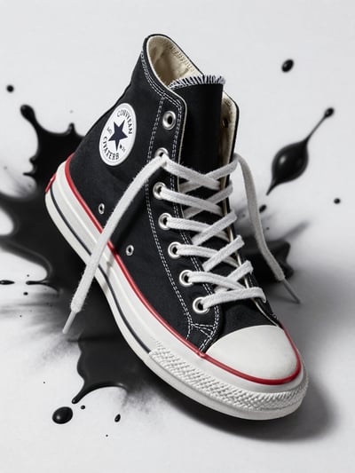 Black and White Converse All Star Sneaker with Red Trim