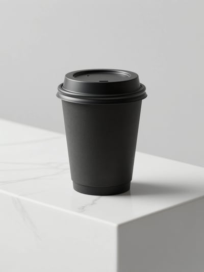 Black Disposable Coffee Cup with Lid