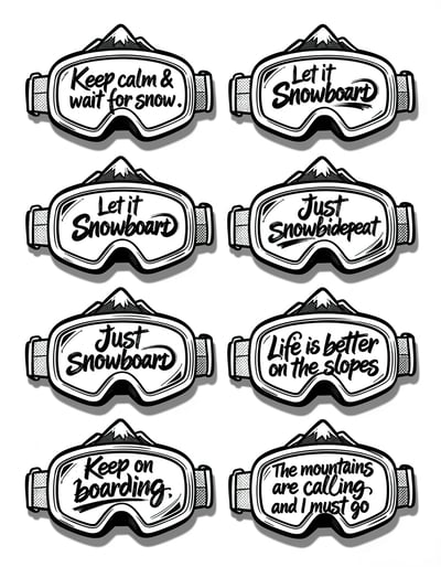Bold Pop Art Snow Goggles Banner with Inspirational Snowboarding Quotes for Winter Sports Enthusiasts