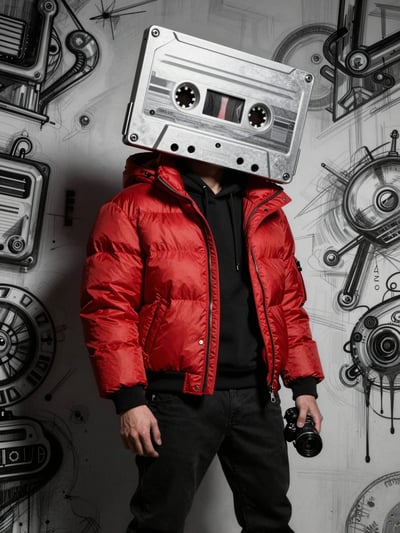 Cassette Tape Headpiece Fashion Mockup