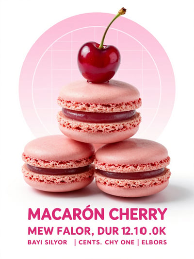 Cherry Macaron Bakery Advertisement