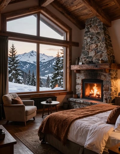 Cozy Mountain Lodge Bedroom Retreat