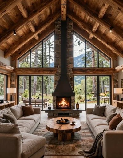 Cozy Mountain Lodge Living Room