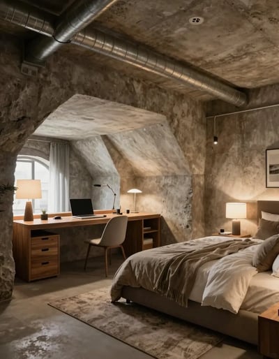 Cozy Underground Bunker Bedroom