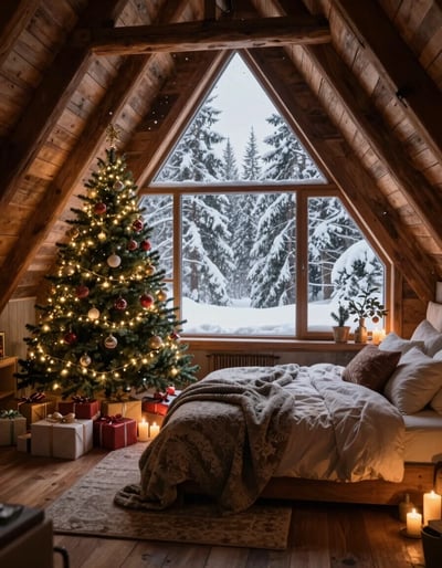 Cozy Winter Attic Bedroom