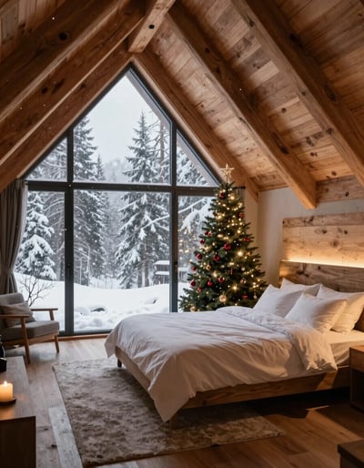 Cozy Winter Chalet Bedroom