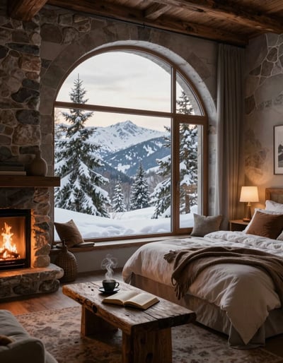 Cozy Winter Mountain Retreat Bedroom