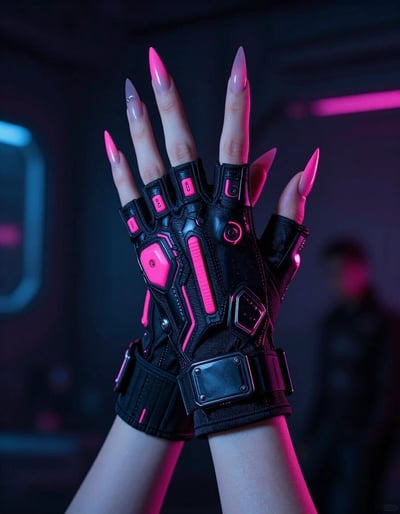 Cyberpunk Glove with Neon Accents