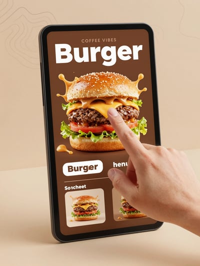 Digital Menu Card with Burger Image