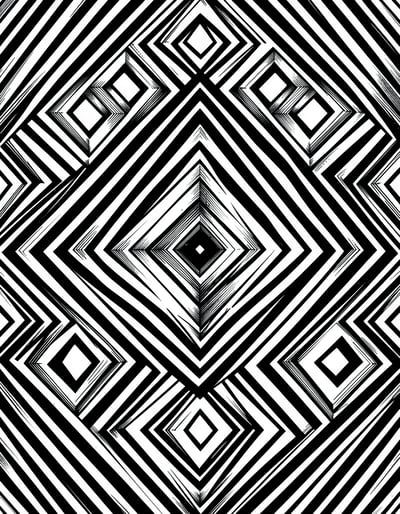Dynamic Black and White Concentric Diamond Geometric Pattern for Modern Art Prints and Graphic Branding