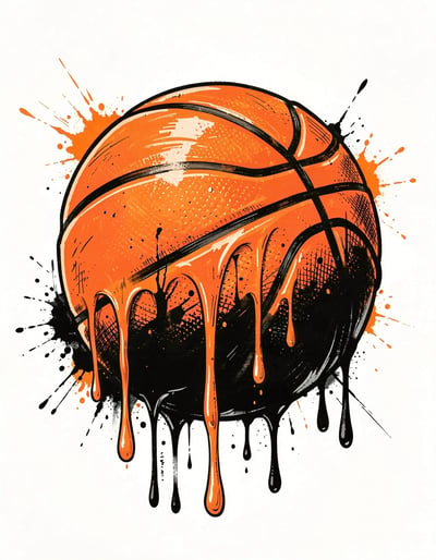 Dynamic Melting Basketball Pop Art Illustration for Urban Sports Branding