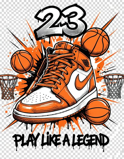 Dynamic Pop Art Nike Air Jordan 1 Basketball Shoe Sticker Design with Graffiti Typography