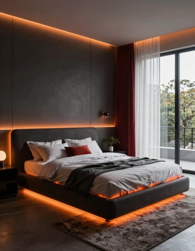 Futuristic Bedroom with Glowing Bed