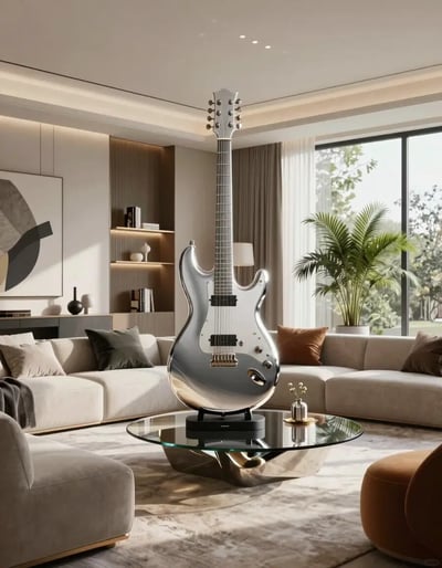 Futuristic Guitar Sculpture Living Room
