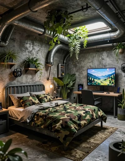 Futuristic Industrial Bunker Bedroom