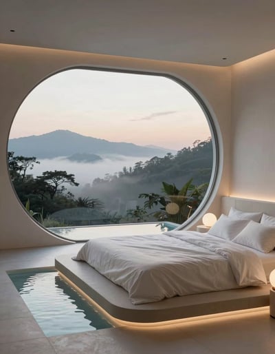 Futuristic Mountain Retreat Bedroom
