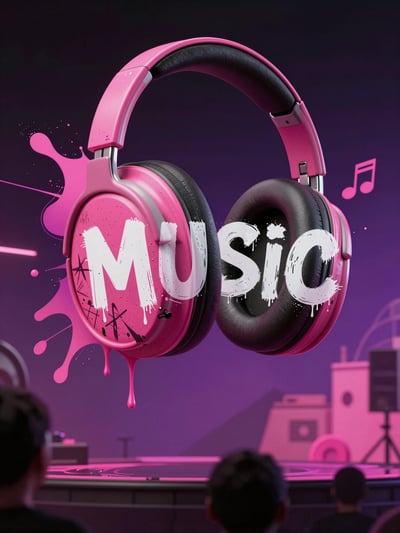 Futuristic Music Festival Headphones Mockup
