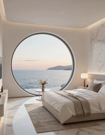Futuristic Oceanfront Bedroom