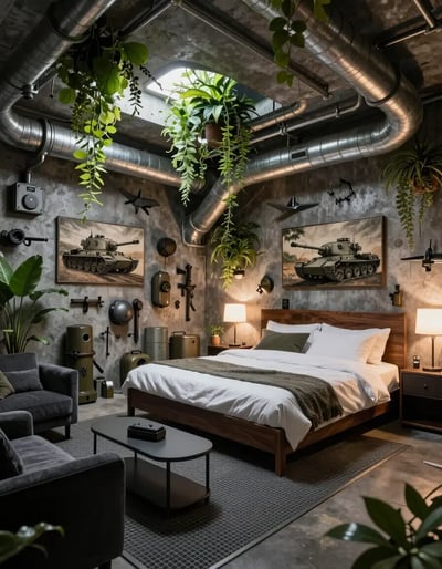 Futuristic Underground Bunker Bedroom