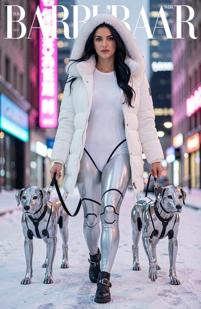 Futuristic Winter Fashion with Metallic Accents