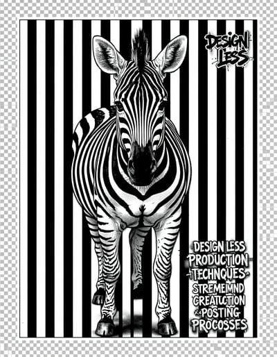 Highly Detailed Pop Art Zebra Banner with Optical Illusion Black and White Stripes
