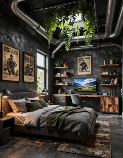 Industrial Chic Futuristic Bedroom