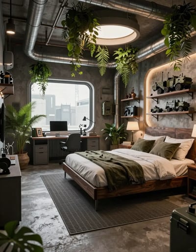 Industrial-Chic Futuristic Bedroom