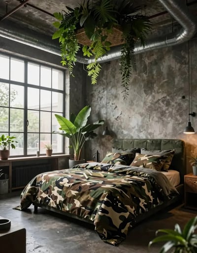 Industrial-Chic Military Bedroom Oasis