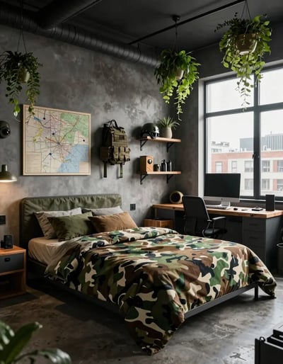 Industrial Futuristic Bedroom with Military Theme