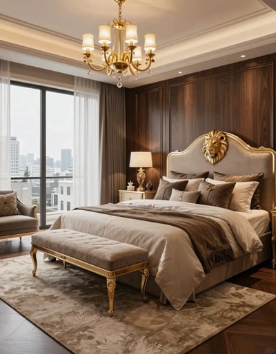 Luxurious Bedroom with Golden Accents