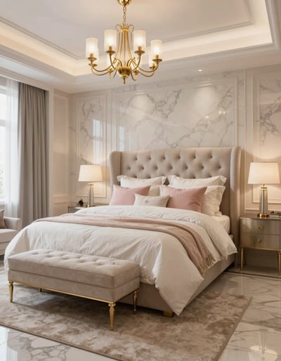 Luxurious Bedroom with Marble Accents