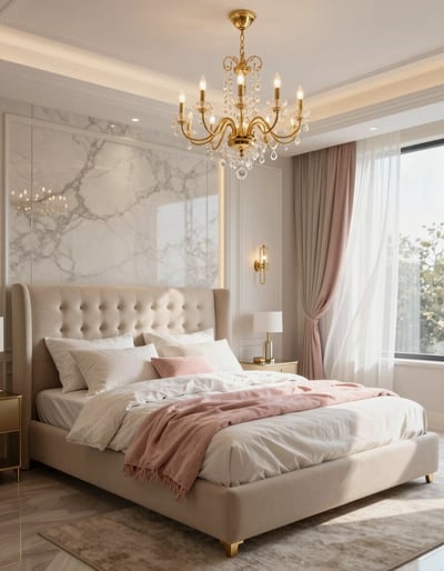 Luxurious Beige and Pink Bedroom Oasis