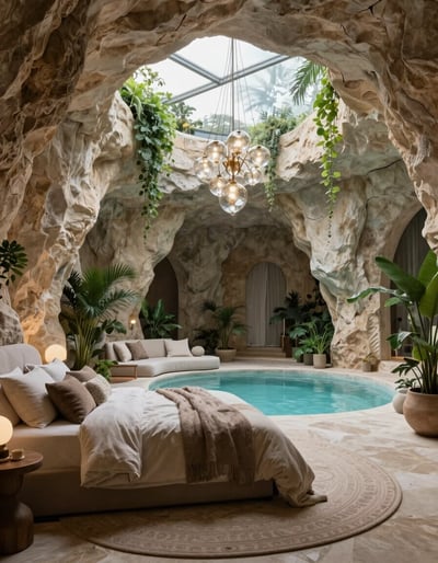 Luxurious Cave Bedroom with Pool