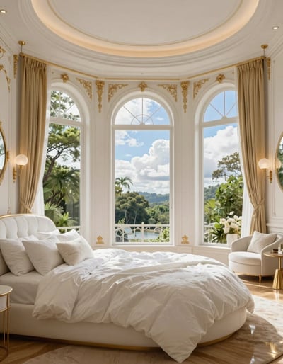 Luxurious Circular Bedroom with Serene View