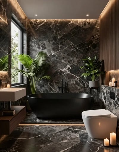 Luxurious Dark Marble Bathroom