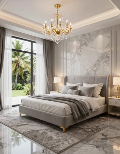 Luxurious Gray Marble Bedroom